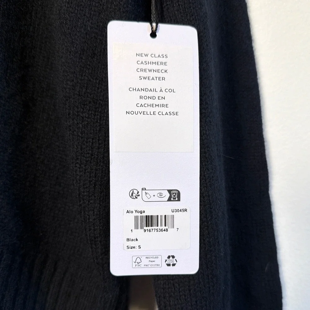 NEW Alo Yoga New Class Wool Cashmere Crewneck Sweater Black U3045R Small Luxury